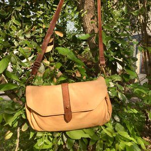 Tan genuine leather crossbody bag Cynthia Rowley